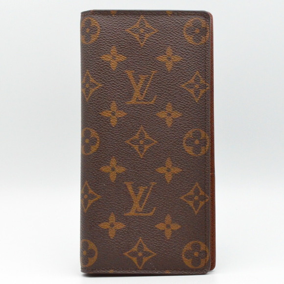 Louis Vuitton Bifold Wallet Brown Long Portefeuille Monogram Brazza - Picture 1 of 7